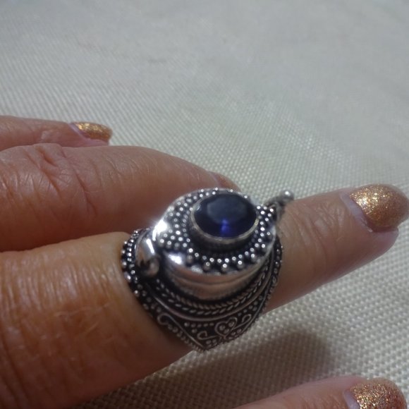 Whimsical "AMETHYST POISON BOX" Handmade Sterling Ring Size 9.5 #980A - Picture 3 of 4